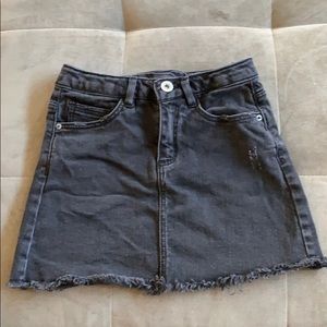 Zara Girls raw edge black denim skirt